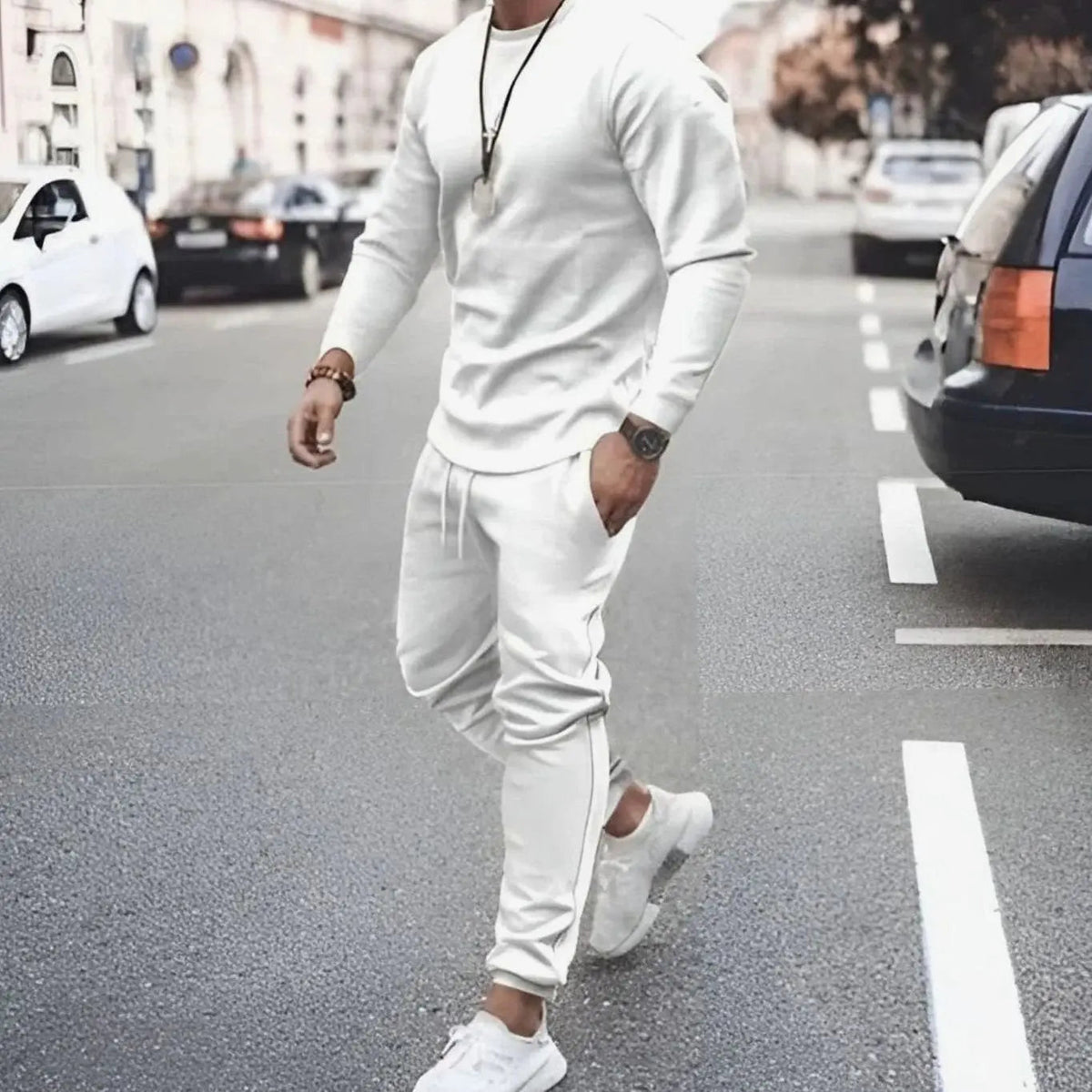Conjunto informal de chándal de dos piezas para hombre, con manga larga y pantalón jogger
