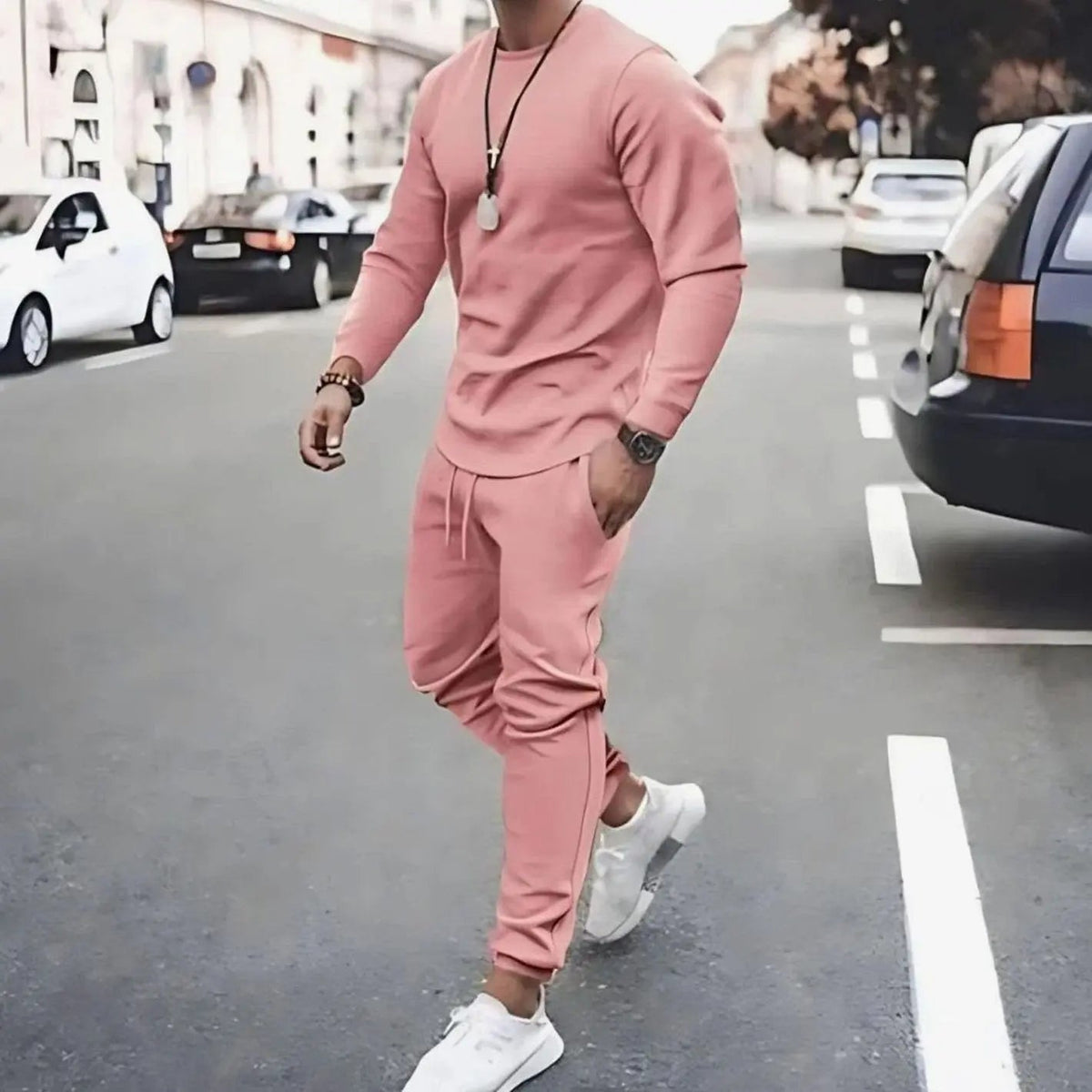 Conjunto informal de chándal de dos piezas para hombre, con manga larga y pantalón jogger