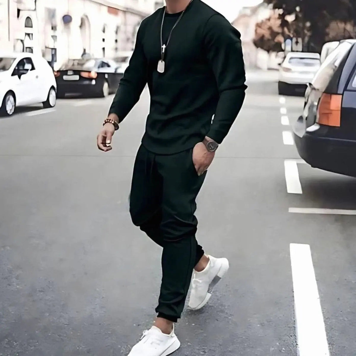 Conjunto informal de chándal de dos piezas para hombre, con manga larga y pantalón jogger