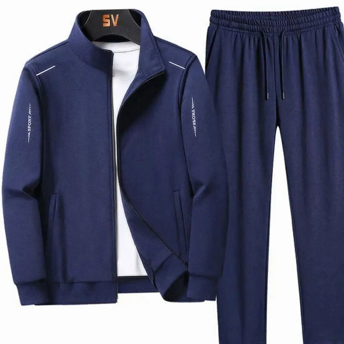 Conjunto de chándal informal de dos piezas para hombre, con chaqueta de cierre y pantalón jogger