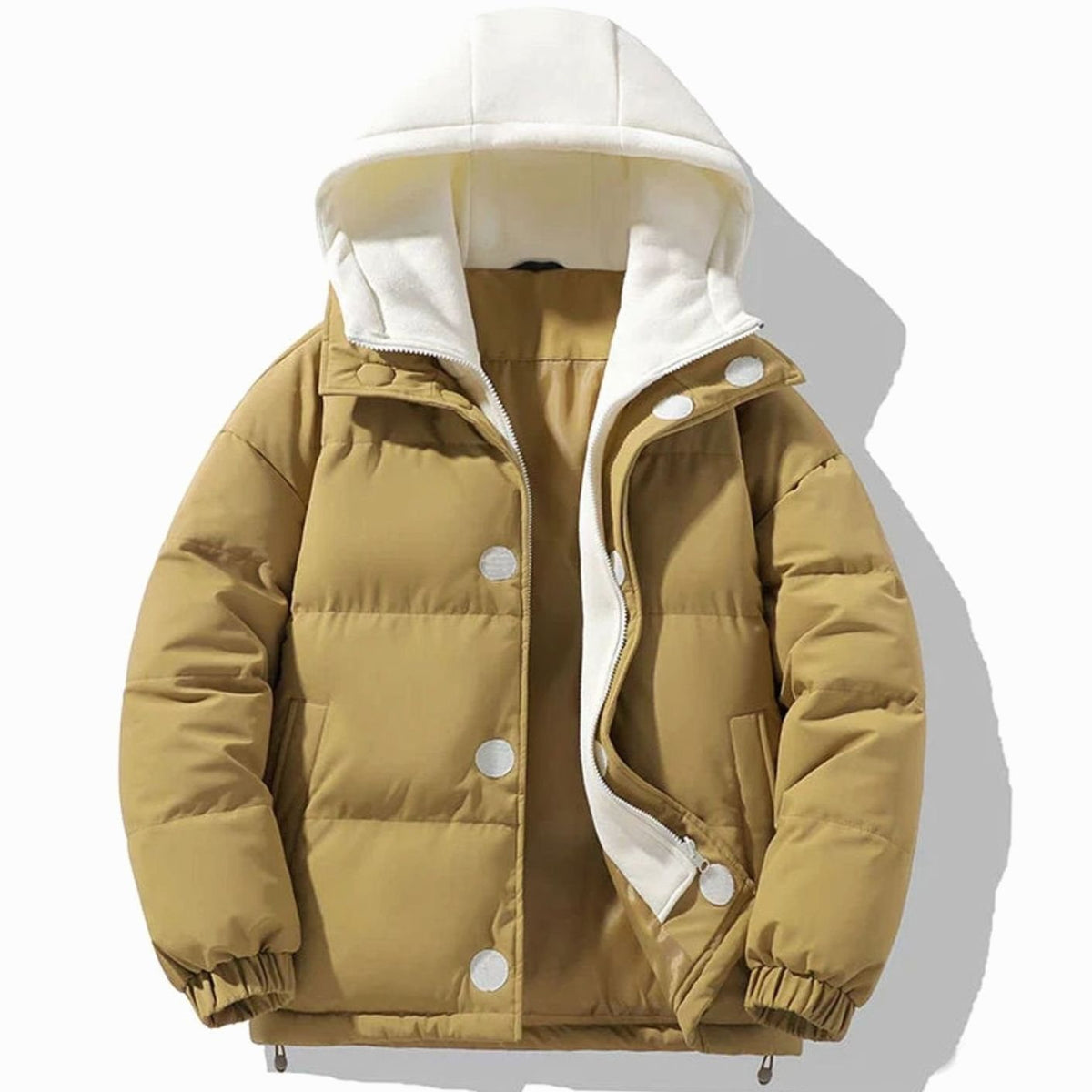 Chaqueta acolchada para hombre con capucha en contraste