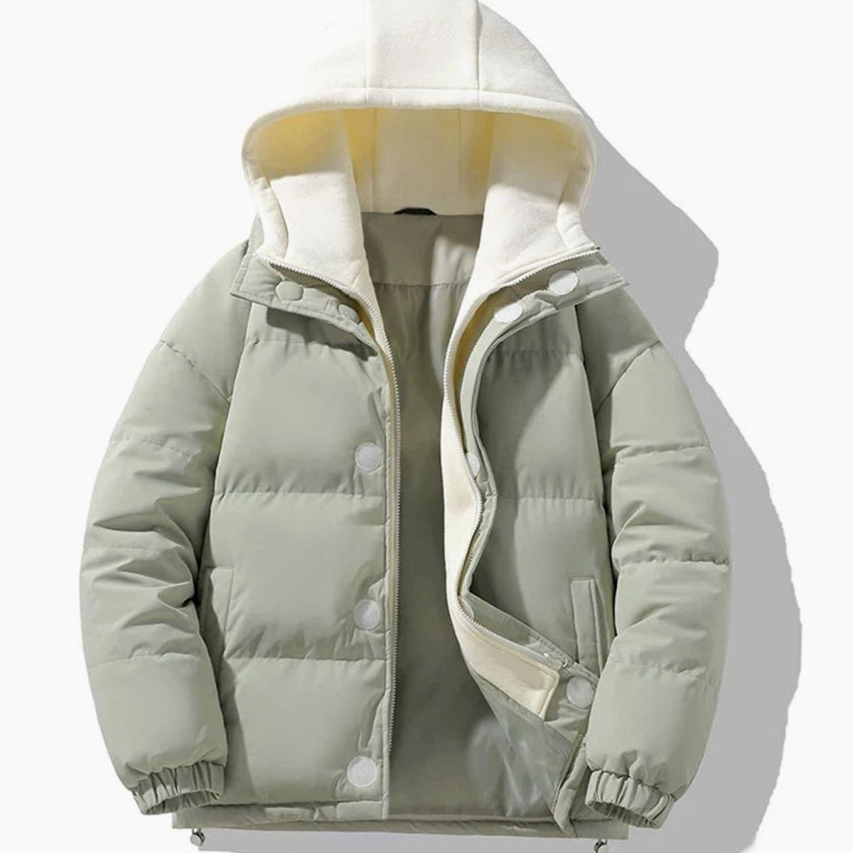 Chaqueta acolchada para hombre con capucha en contraste