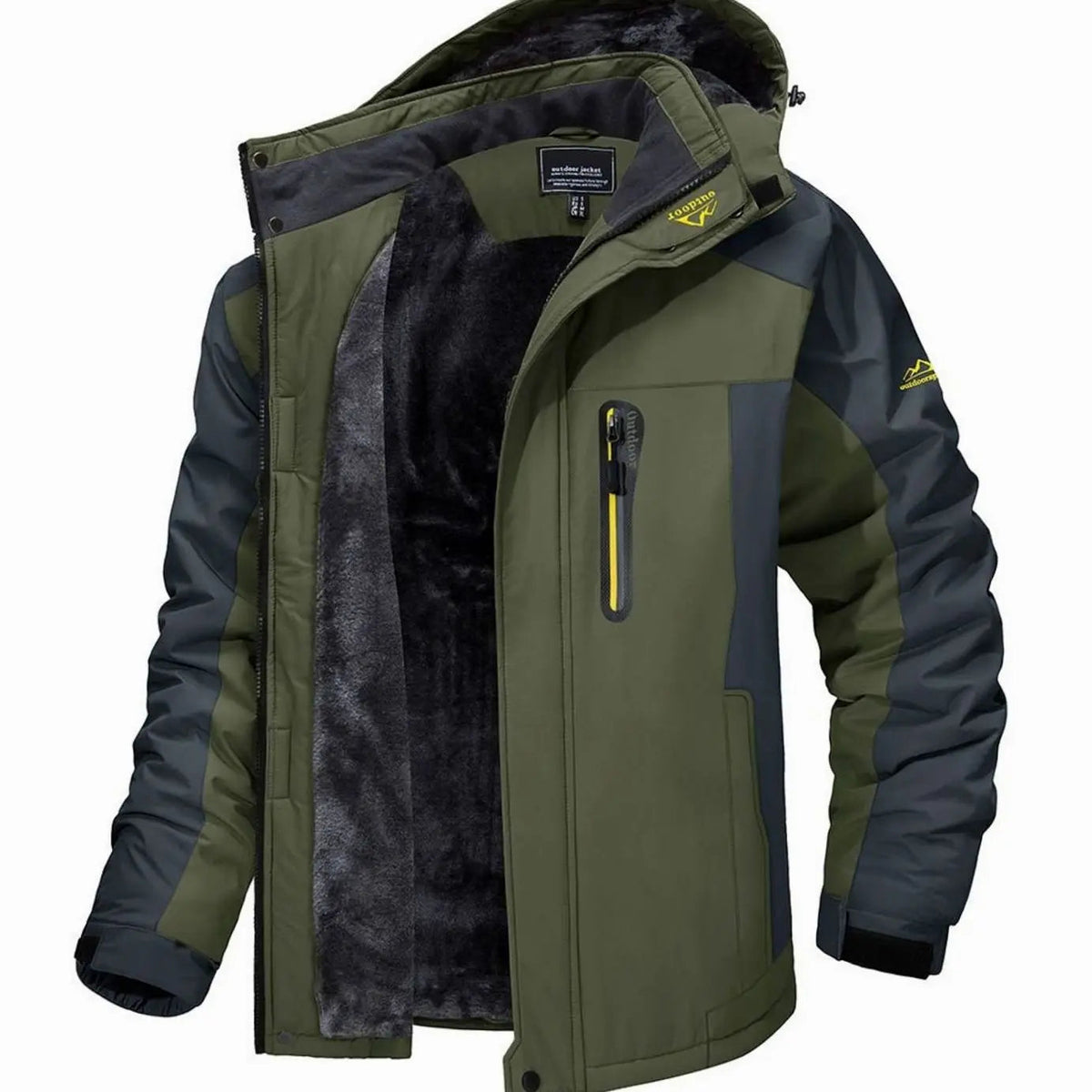 Chaquetas de invierno resistentes para hombre con capucha y forro polar