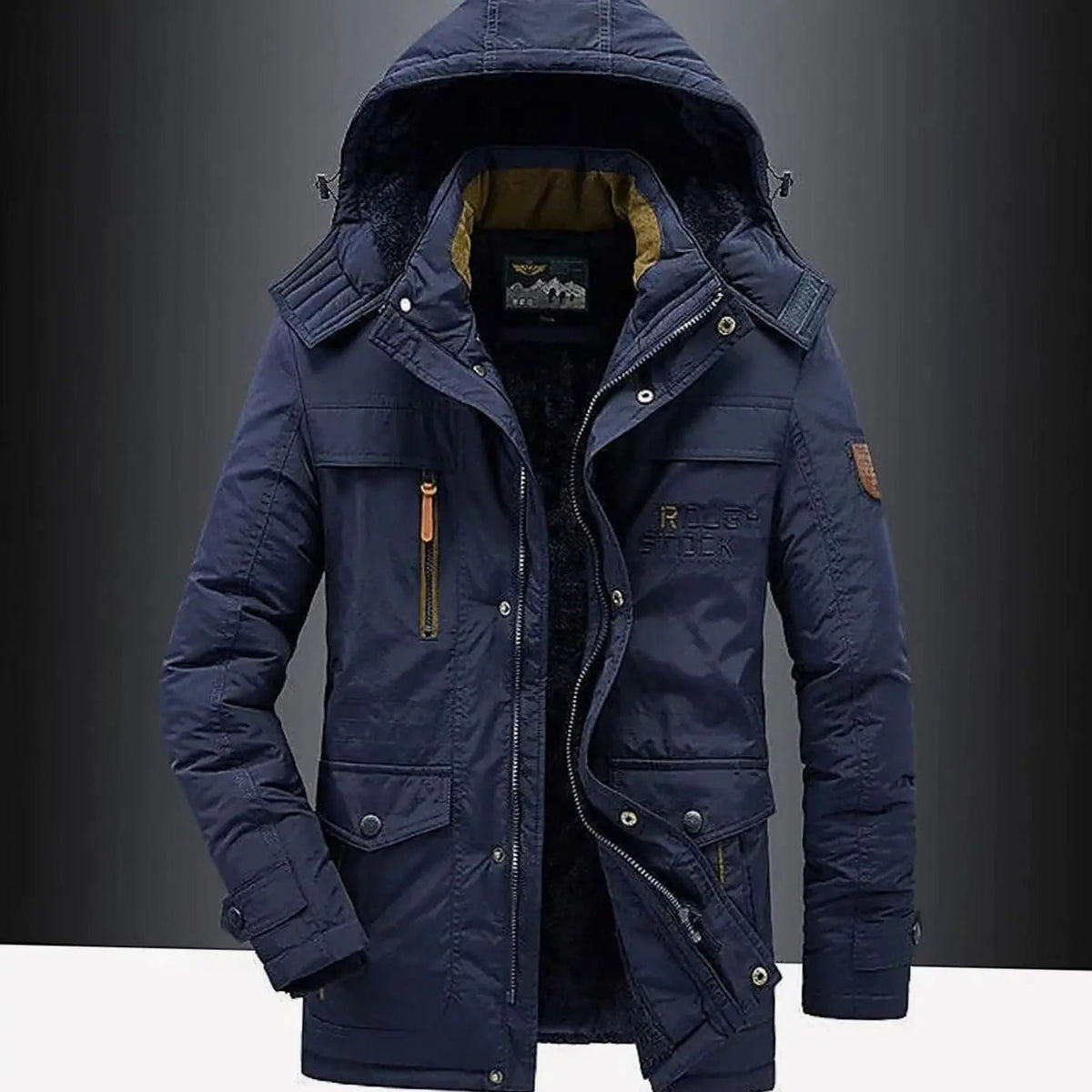 Chaquetas de invierno resistentes para hombre con capucha y forro polar