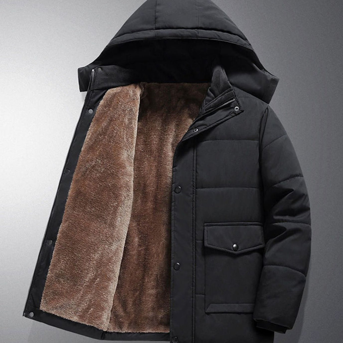 Chaqueta acolchada con capucha para hombre, con forro polar y resistente al agua
