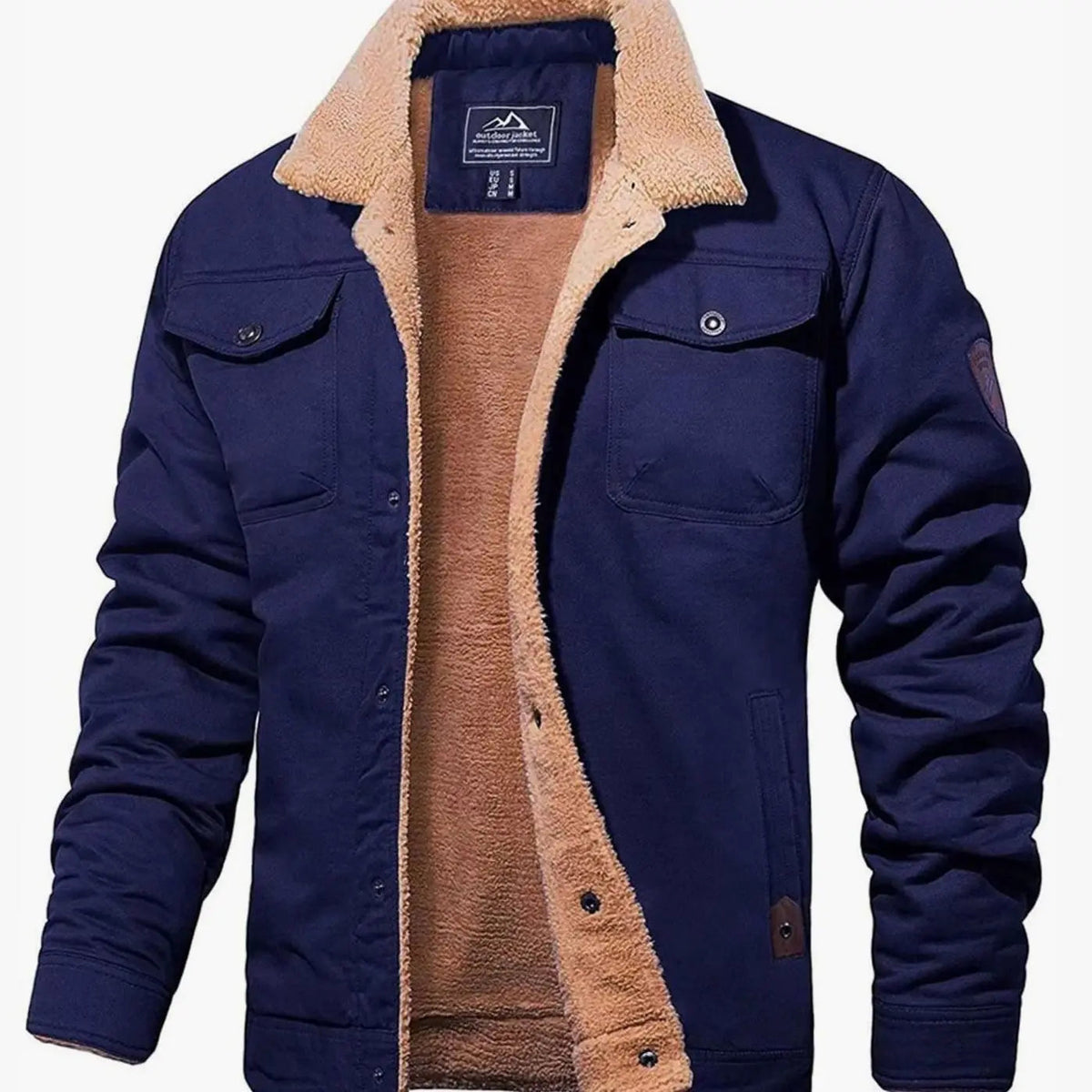Chaqueta informal para hombre con forro polar y cuello de borreguito