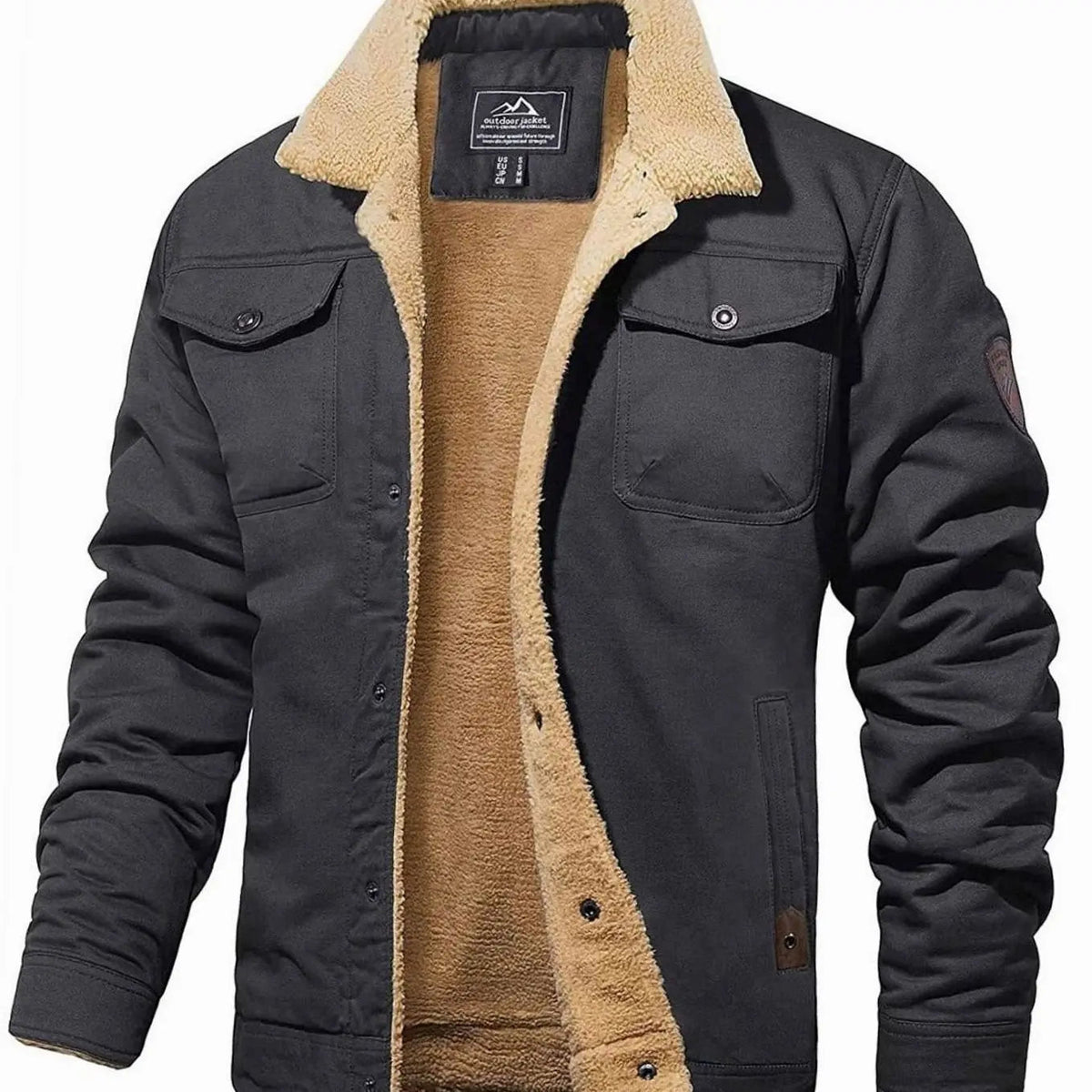 Chaqueta informal para hombre con forro polar y cuello de borreguito