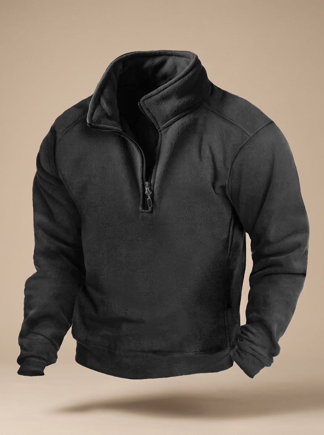 Jersey cortavientos de forro polar para hombre, con medio cierre y cuello alto