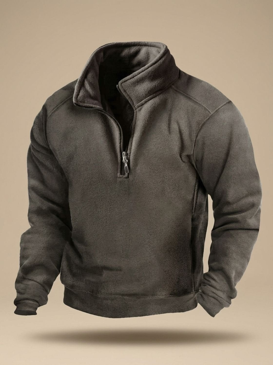 Jersey cortavientos de forro polar para hombre, con medio cierre y cuello alto