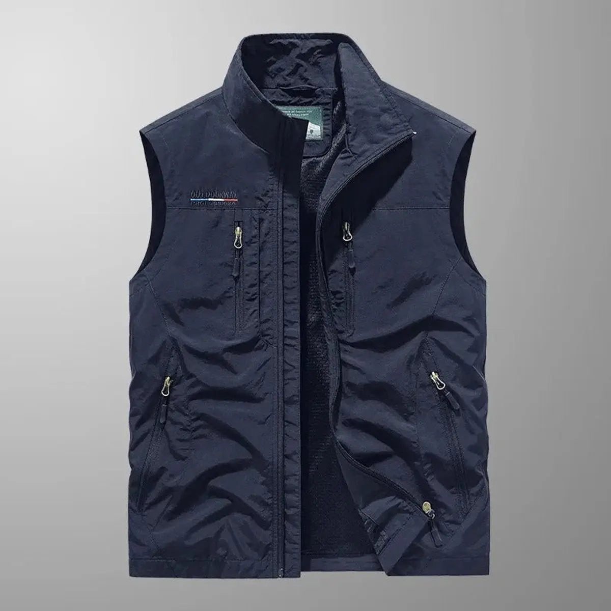 Chaleco ligero sin mangas para hombre, con varios bolsillos y cremallera