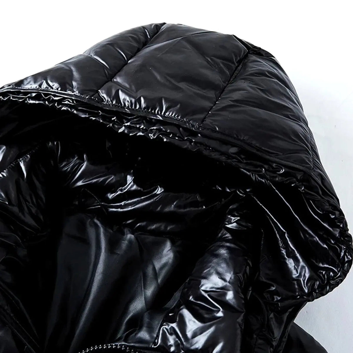Abrigo acolchado de invierno para hombre, con capucha brillante y cierre completo
