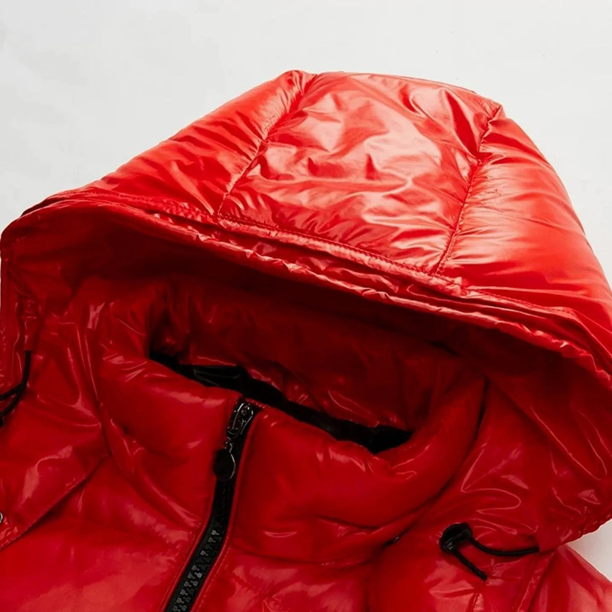 Abrigo acolchado de invierno para hombre, con capucha brillante y cierre completo
