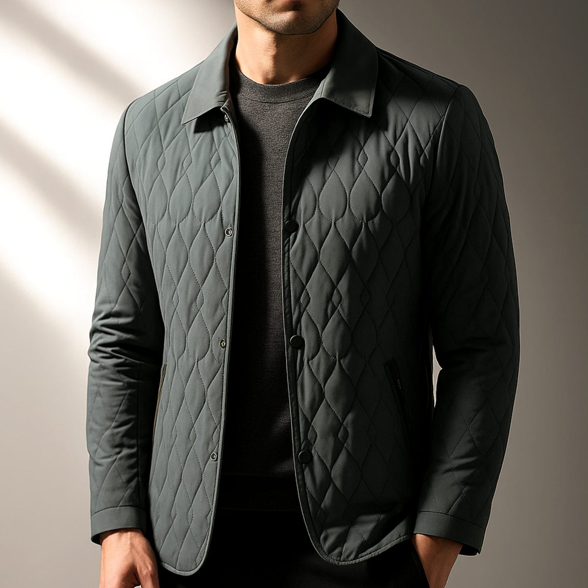 Chaqueta acolchada ligera para hombre, con botones delanteros