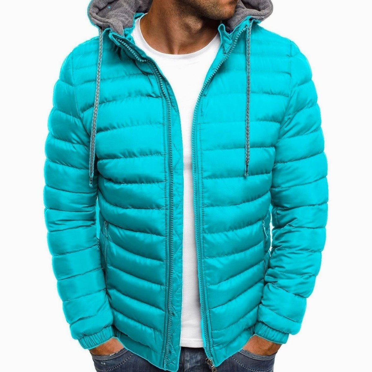 Chaqueta acolchada ligera con capucha para hombre