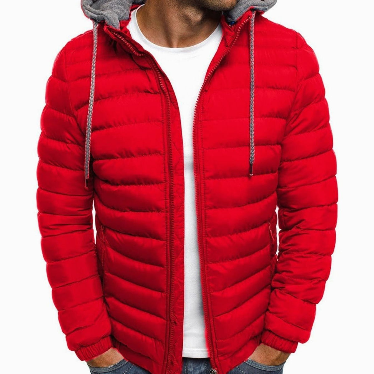Chaqueta acolchada ligera con capucha para hombre