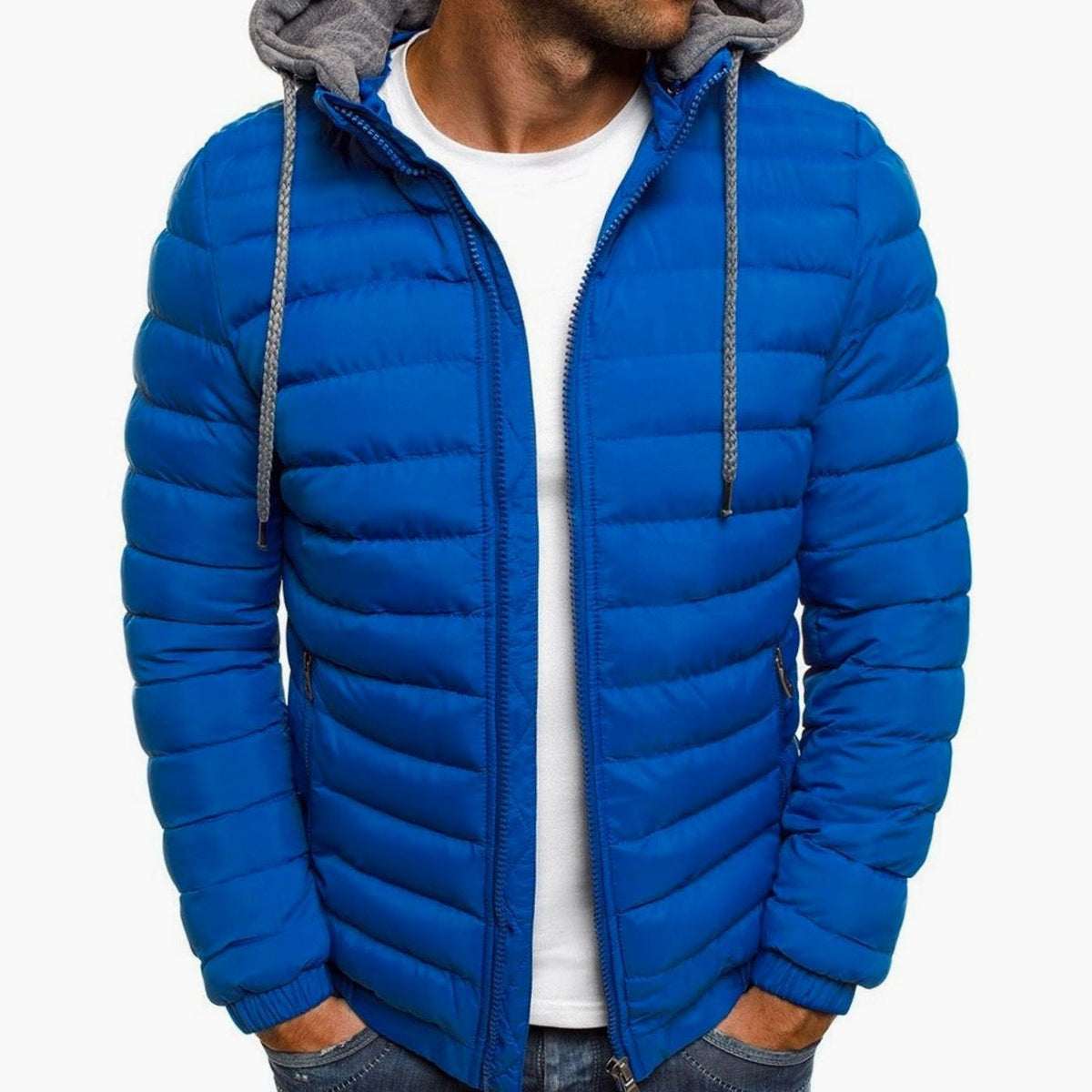 Chaqueta acolchada ligera con capucha para hombre