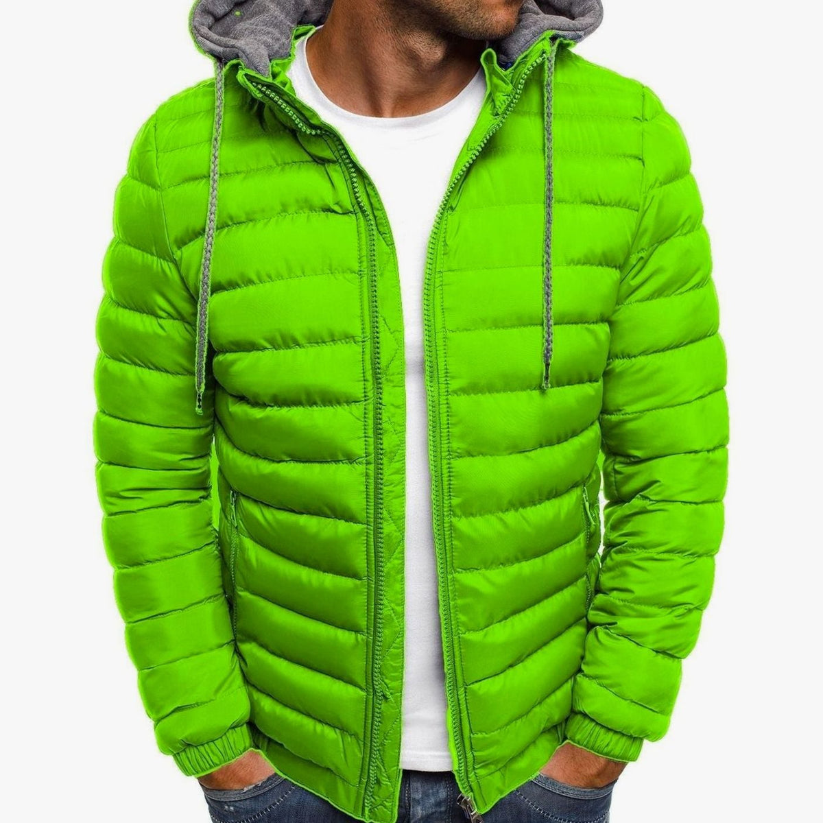 Chaqueta acolchada ligera con capucha para hombre