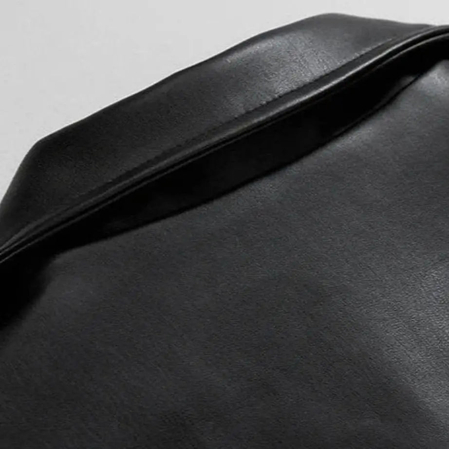 Chaqueta bomber de cuero sintético para hombre, de corte extragrande y con cremallera