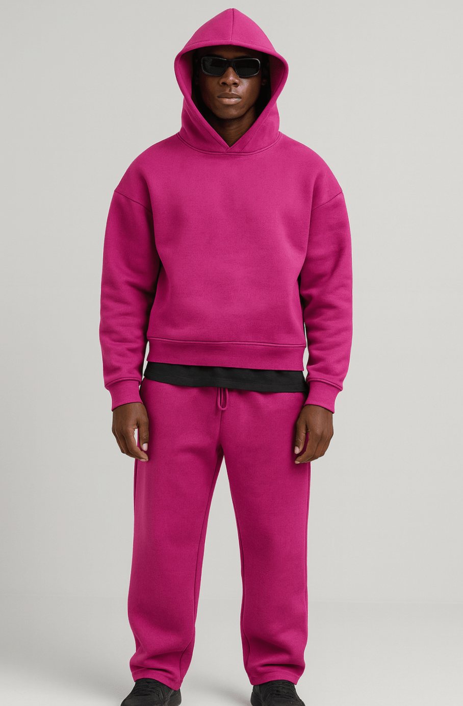 Conjunto de chándal para hombre, con sudadera con capucha extragrande y pantalones jogger, azul acero