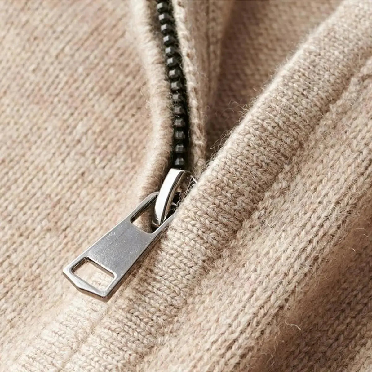 Jersey de punto acanalado para hombre, con cierre de medio cuarto y cremallera