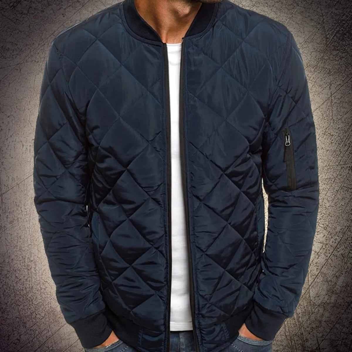 Chaqueta bomber acolchada y ligera con cremallera para hombre