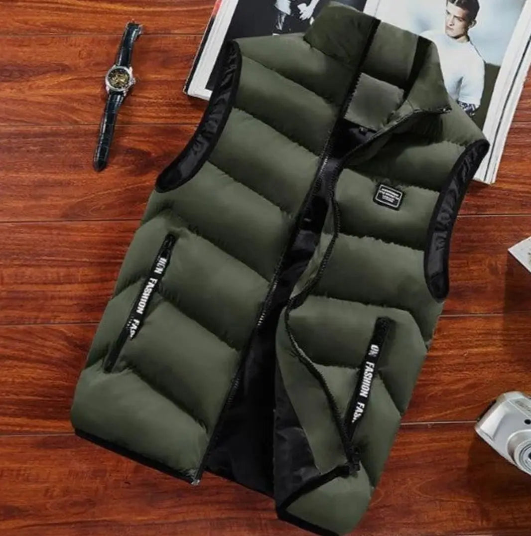Chaleco acolchado de plumón para hombre, sin mangas