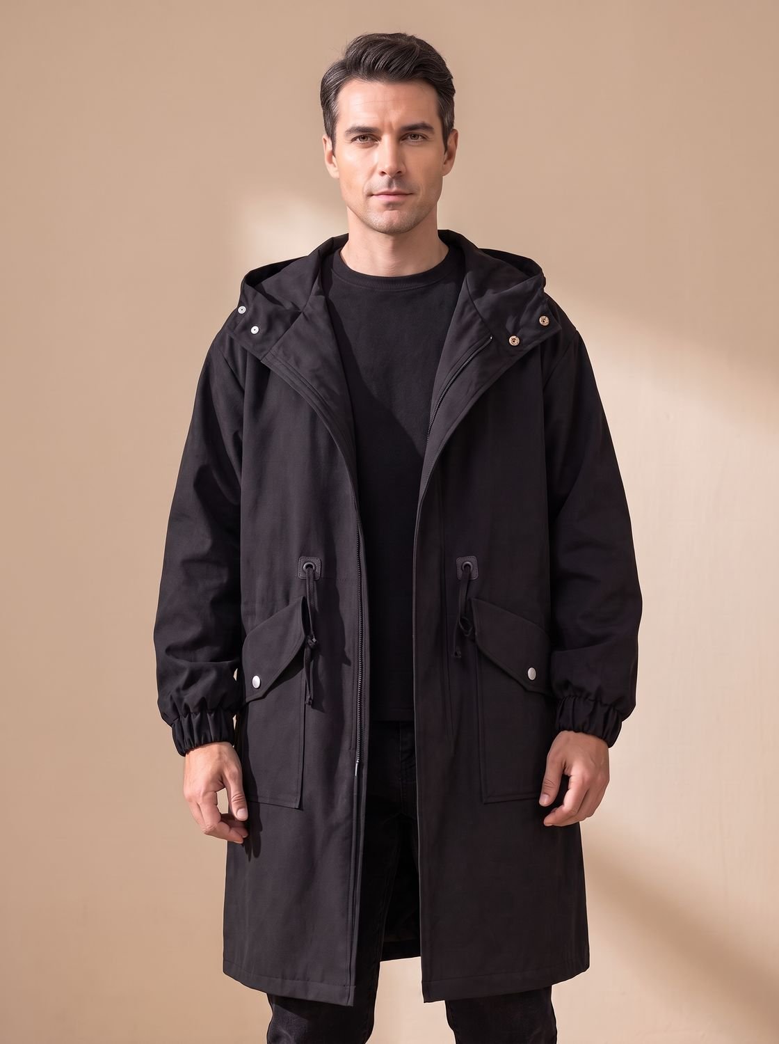 Leo | Sobretodo holgado con capucha y cordón para hombre