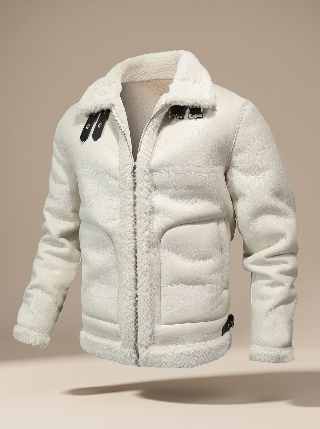 Noah | Chaqueta bomber B3 de piel sintética para hombre, con forro de borreguito