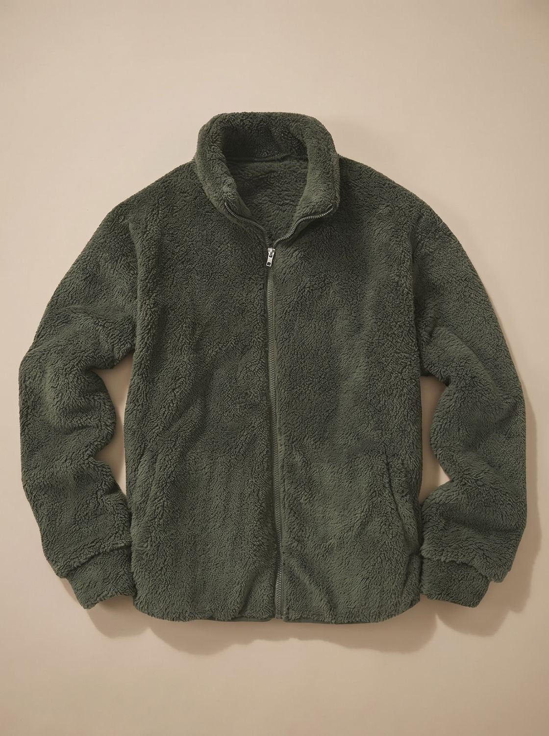 Noah | Chaqueta de felpa sherpa para hombre, con cremallera completa y cuello alzado