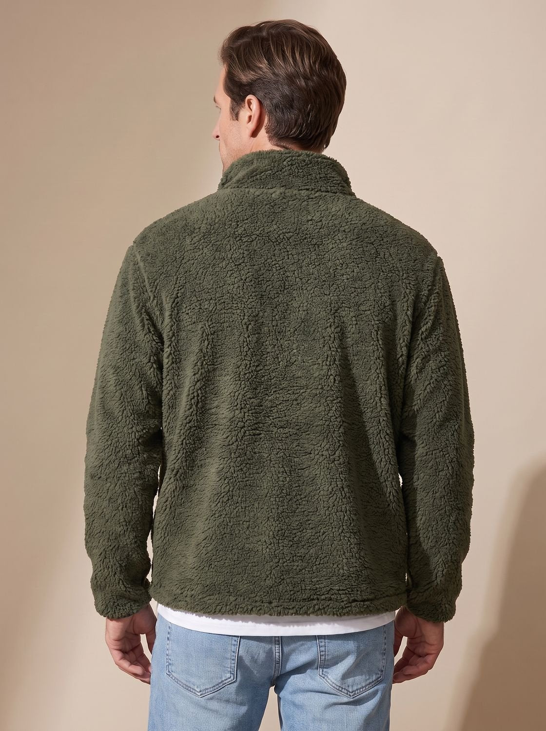 Noah | Chaqueta de felpa sherpa para hombre, con cremallera completa y cuello alzado