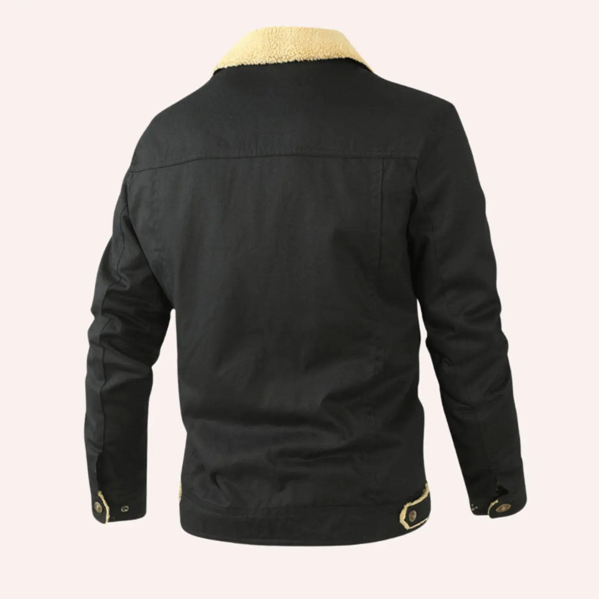 Chaqueta de invierno de corte holgado para hombre, forrada de borreguito y con botones a presión
