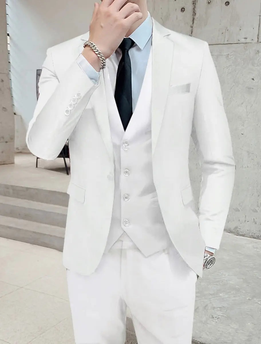 Traje sastre de tres piezas para hombre, de botonadura sencilla y dos botones
