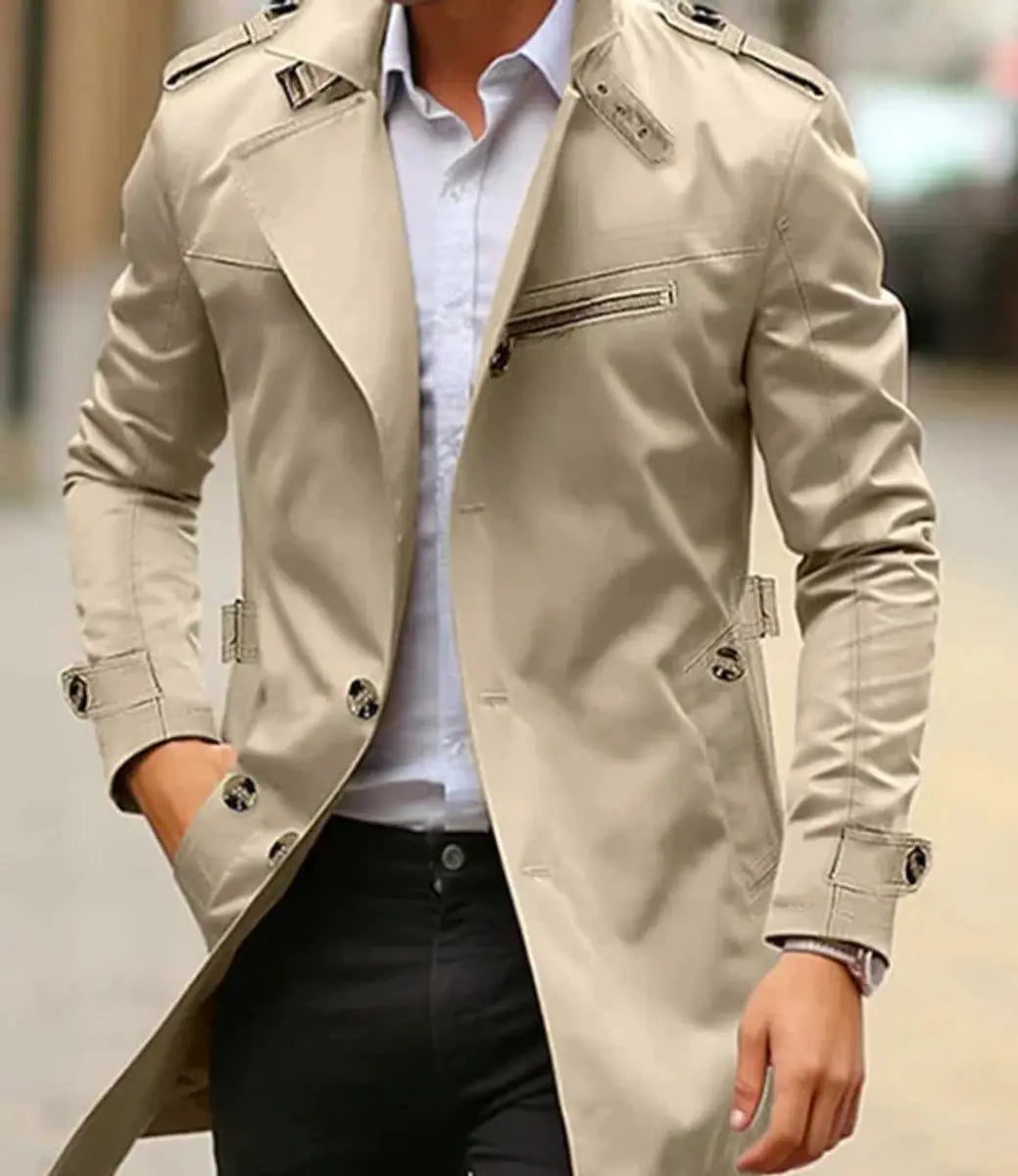Chaqueta tipo gabardina de lana con cinturón y corte entallado para hombre