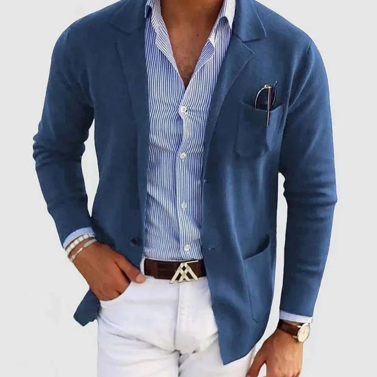 Chaqueta tipo blazer de corte entallado para hombre, con solapa de muesca, estilo elegante informal