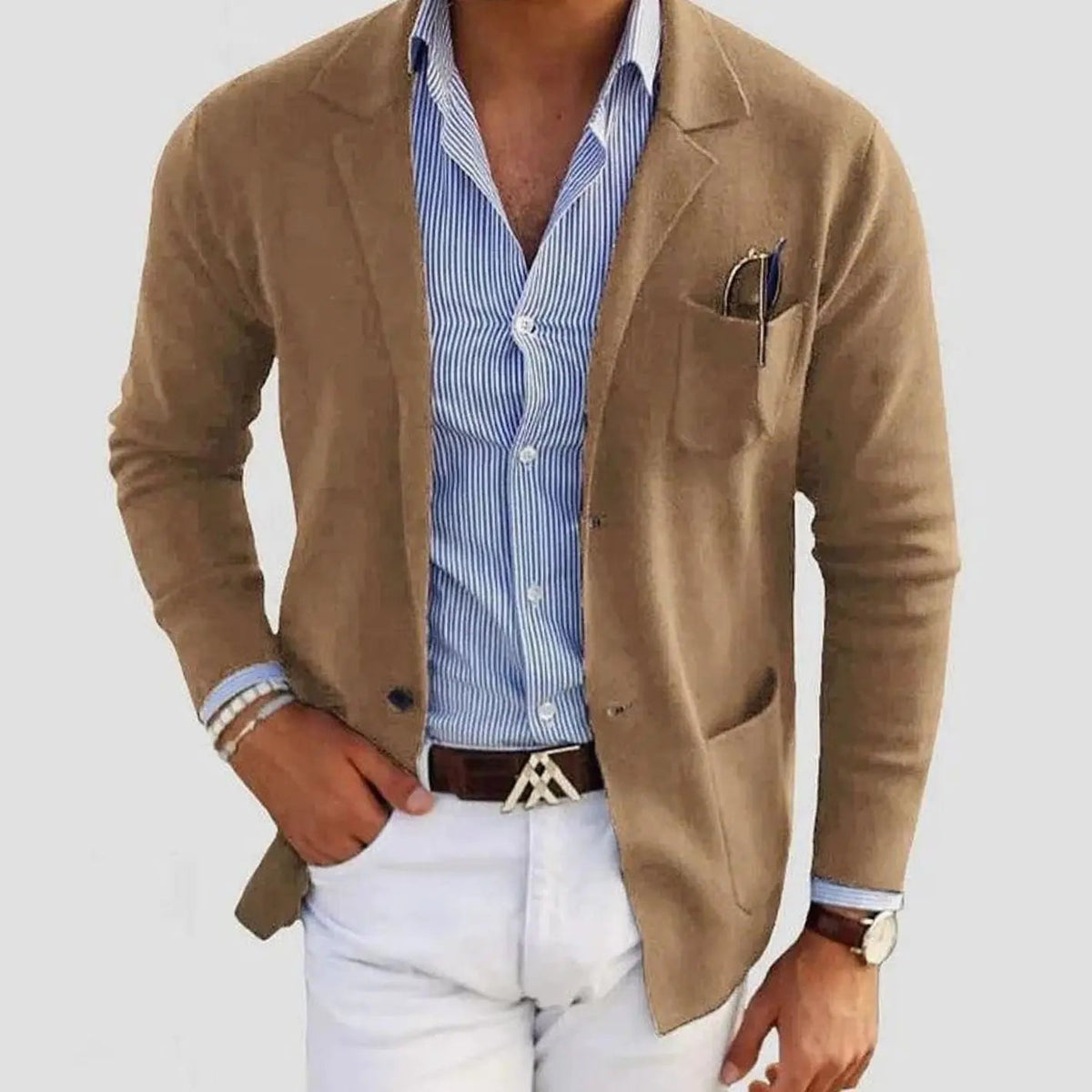 Chaqueta tipo blazer de corte entallado para hombre, con solapa de muesca, estilo elegante informal