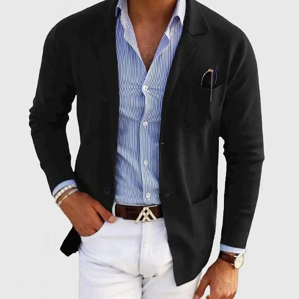 Chaqueta tipo blazer de corte entallado para hombre, con solapa de muesca, estilo elegante informal