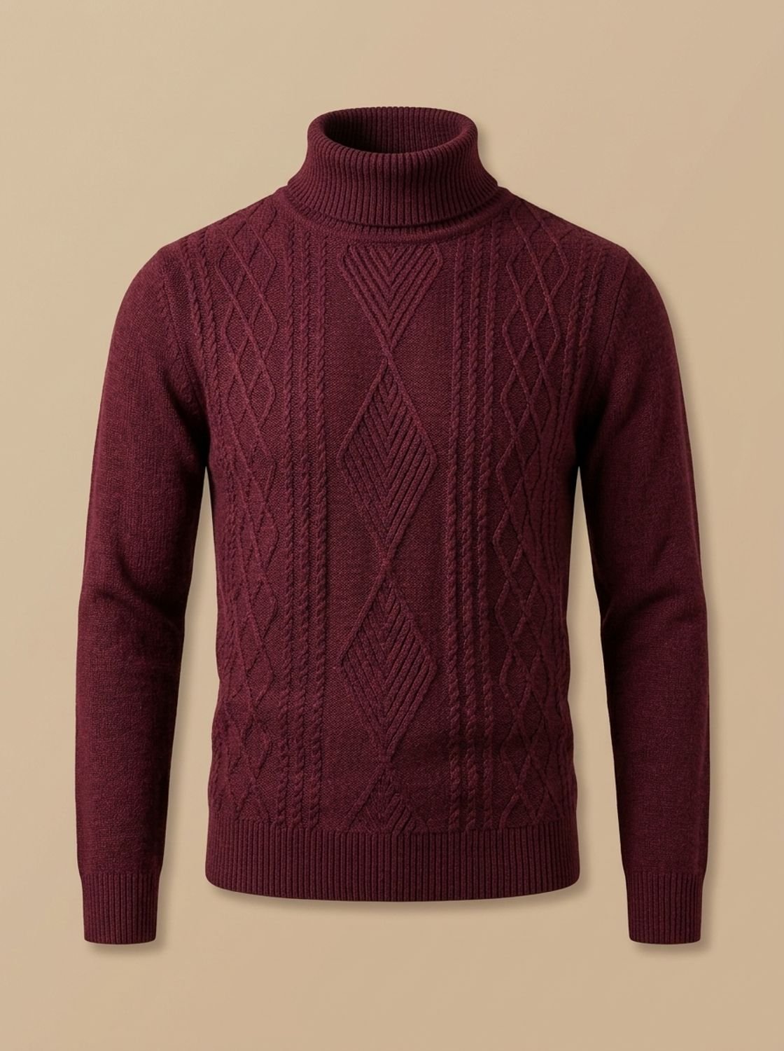 Jersey de cuello alto de punto trenzado y corte entallado para hombre