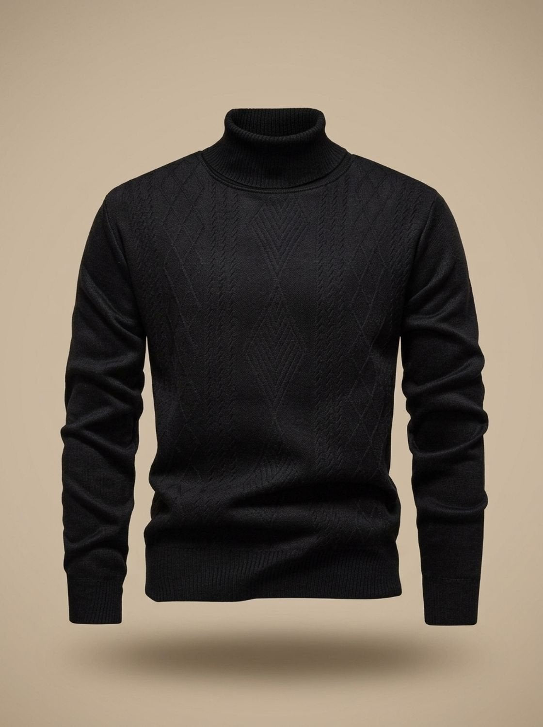 Jersey de cuello alto de punto trenzado y corte entallado para hombre