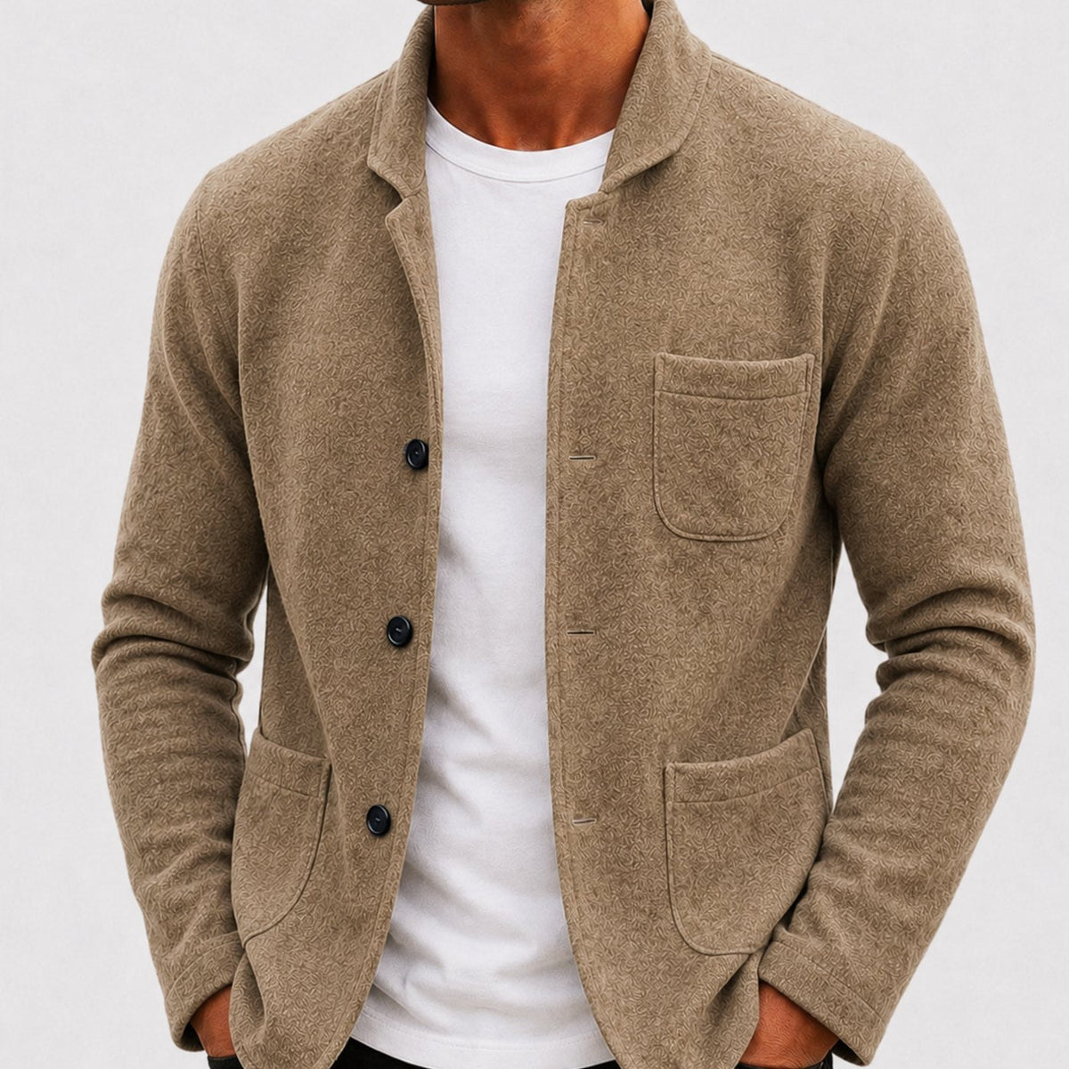 Cárdigan de punto de corte entallado para hombre, con botones