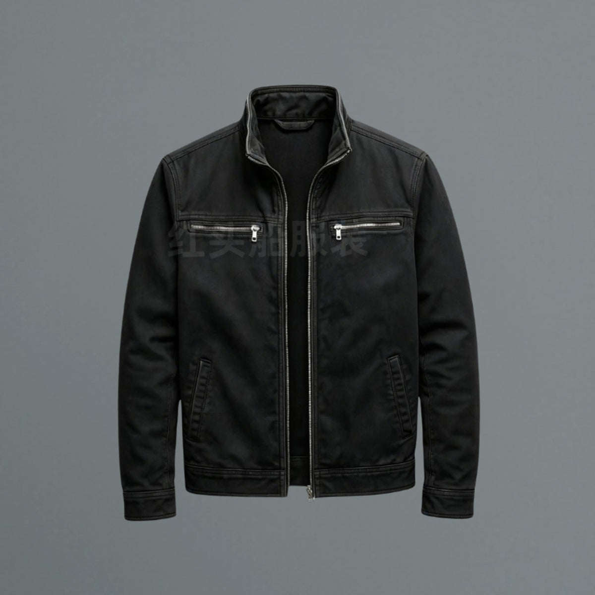 Chaqueta bomber entallada para hombre, con cuello alto y cierre completo