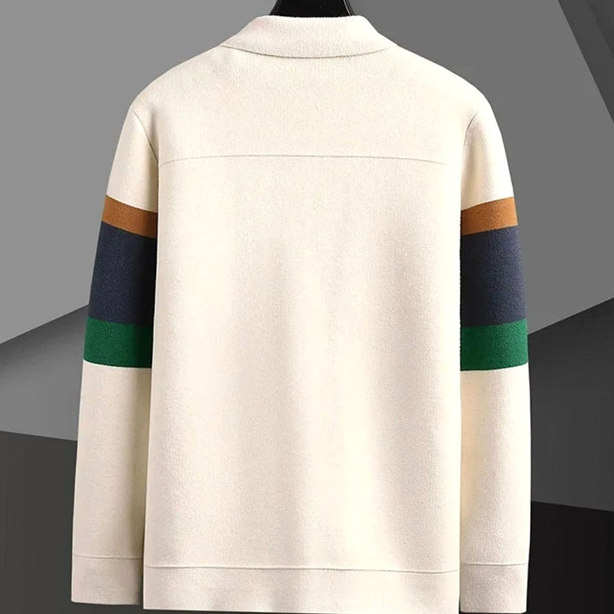 Chaqueta de cárdigan de punto de algodón grueso a rayas para hombre, con botones frontales