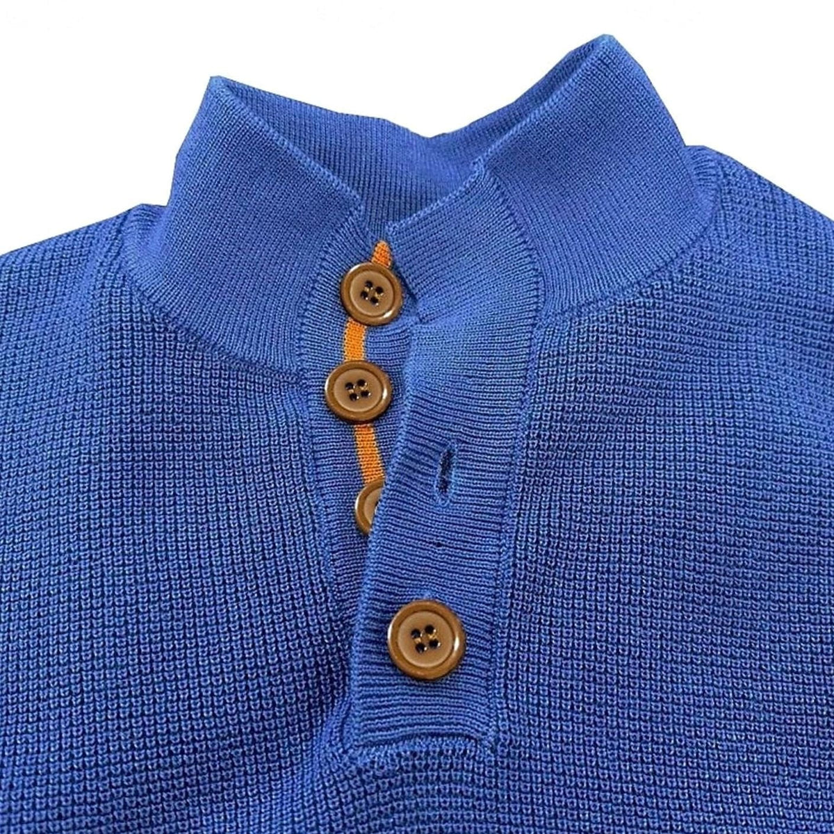 Jersey de punto waffle para hombre, con botones en el cuello y parches en los codos