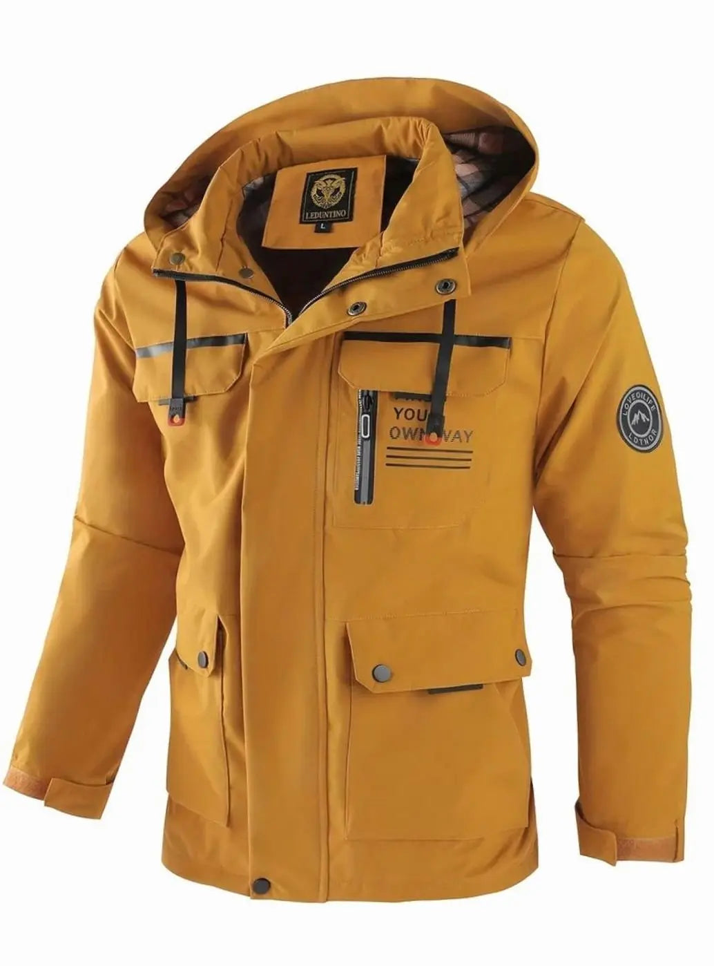 Chaqueta de invierno impermeable para hombre, con capucha y múltiples bolsillos