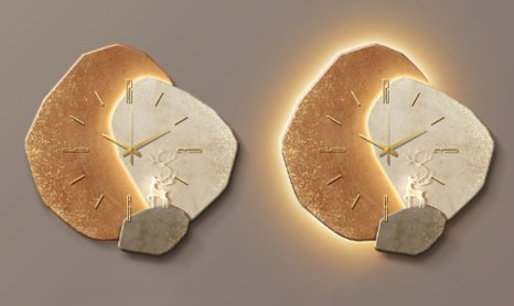 Reloj de pared minimalista escandinavo de metal y madera con mecanismo silencioso