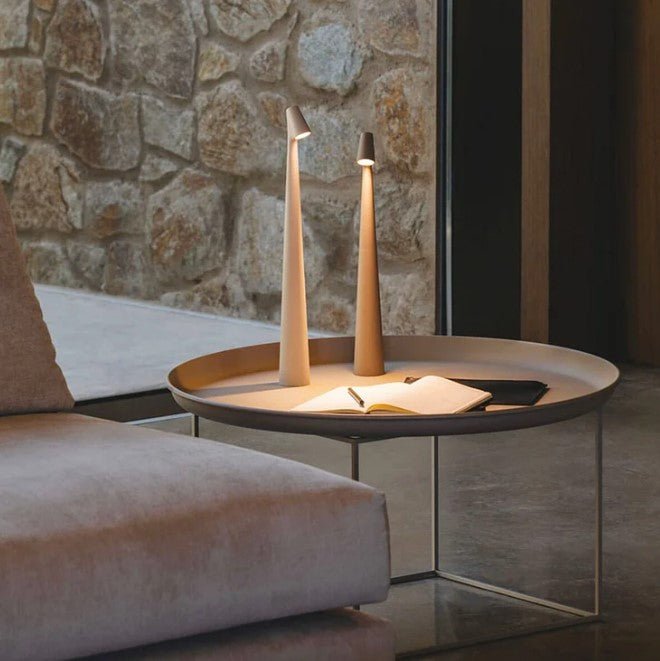 Lámpara de mesa minimalista nórdica de aluminio, inalámbrica, táctil y regulable