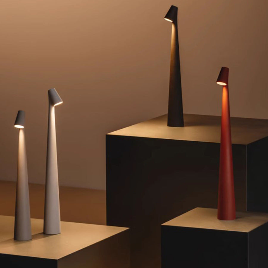 Lámpara de mesa minimalista nórdica de aluminio, inalámbrica, táctil y regulable