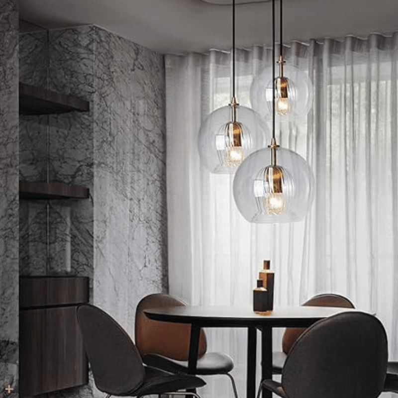 Lámpara colgante moderna y elegante de aluminio y vidrio con longitud ajustable