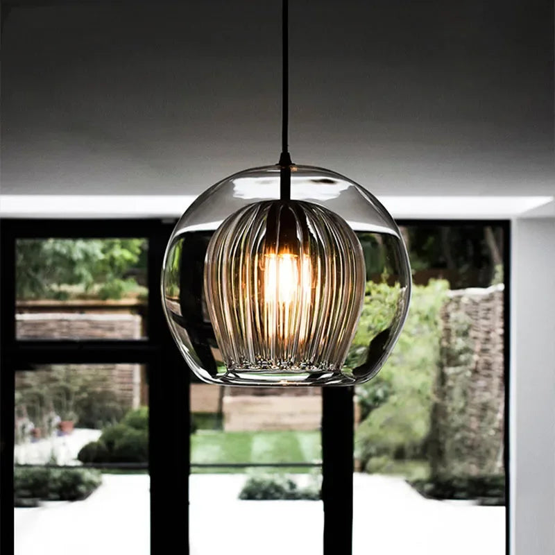 Lámpara colgante moderna y elegante de aluminio y vidrio con longitud ajustable