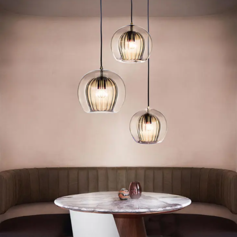 Lámpara colgante moderna y elegante de aluminio y vidrio con longitud ajustable