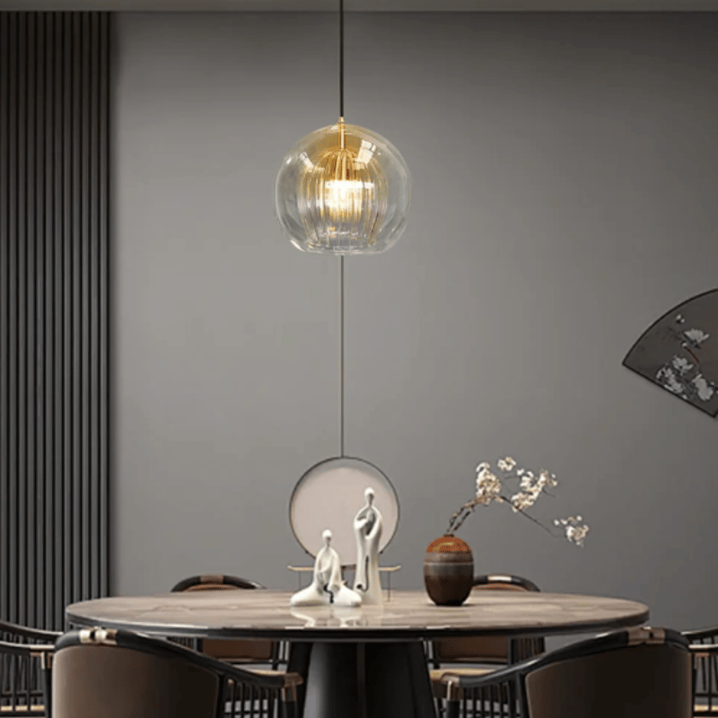 Lámpara colgante moderna y elegante de aluminio y vidrio con longitud ajustable